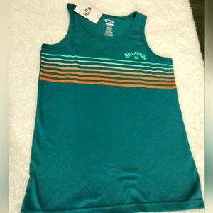 Billabong Teal Tank with Orange Stripes